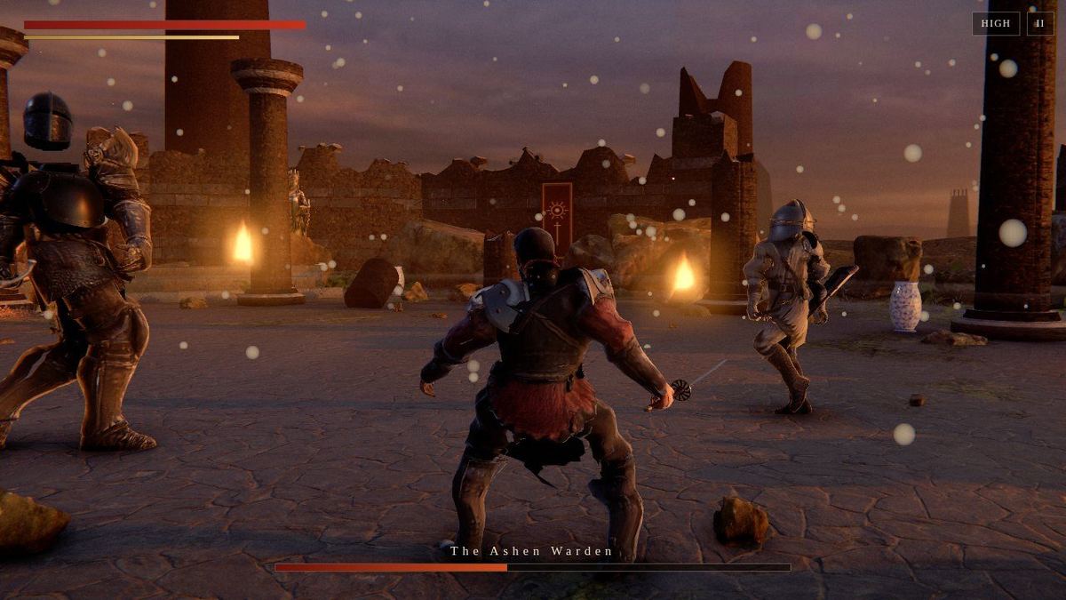 Ashen Vow: a 3D duel in a ruined courtyard